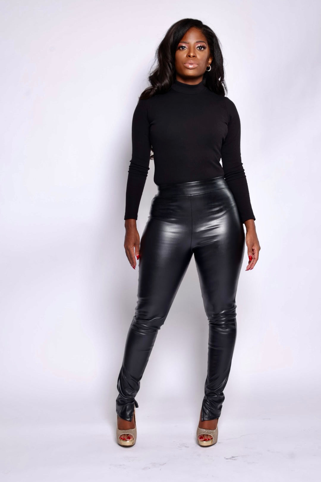 Women's Black Stacked Pants - Leggings – Zalea Rose