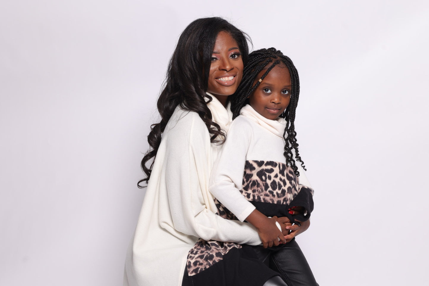 Color Block Cream and Black Oversized Mommy & Me Sweater